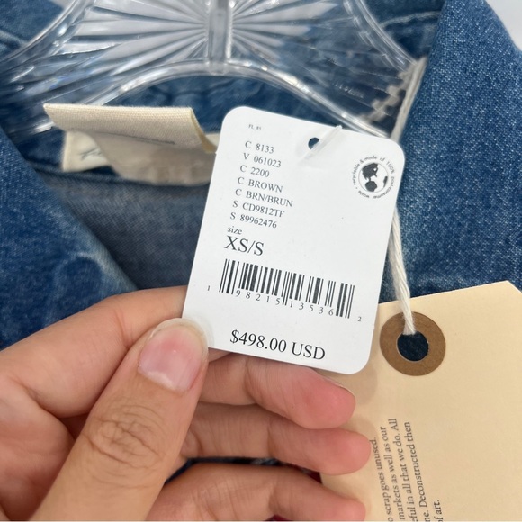 Tricia Fix x Carhartt Tan Denim Canvas Embroidered Upcycled Boho Jacket XS/S NWT - Picture 7 of 9